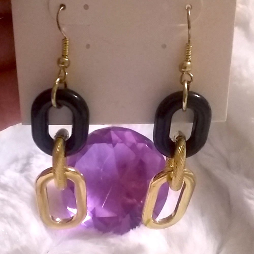 Black and gold-look, chain link dangle earrings 🎁